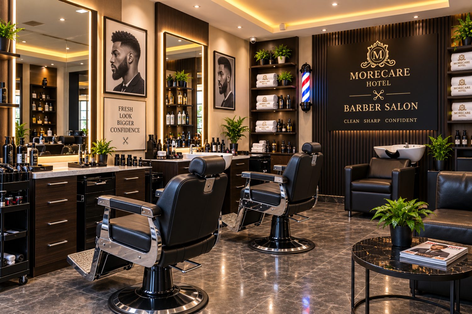 Barber salon inside More Care Hotel